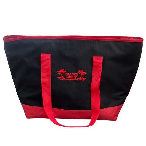 Trader Joe’s Large Insulated Cooler Tote Bag, Black & Red 21 x 15 x 6 inches - Picture 1 of 5